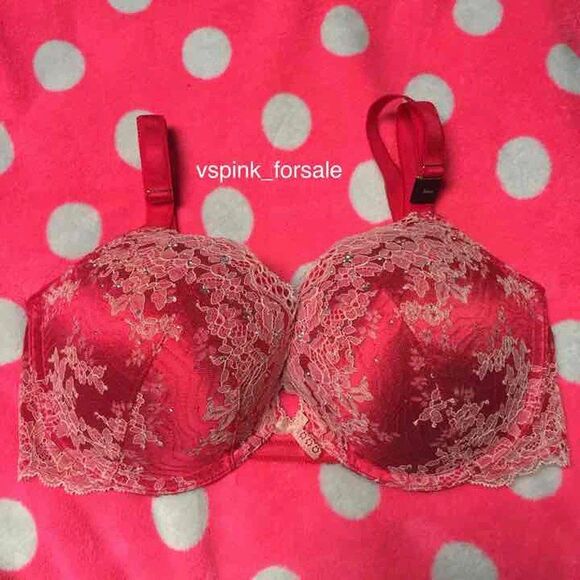 Victoria's Secret 36DD Dream Angels Push Up Bra new Red Lace VS